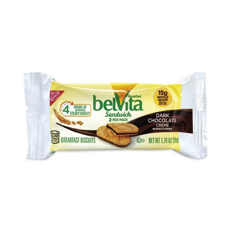 NABISCO belVita Breakfast Biscuits, Dark Chocolate Creme Breakfast Sandwich, 176 oz Pack, PK25, 25PK 4602